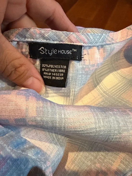 Women's Asymmetrical Tiered V-Neck Dress in Light Blue and Pink - Picture 2 of 4